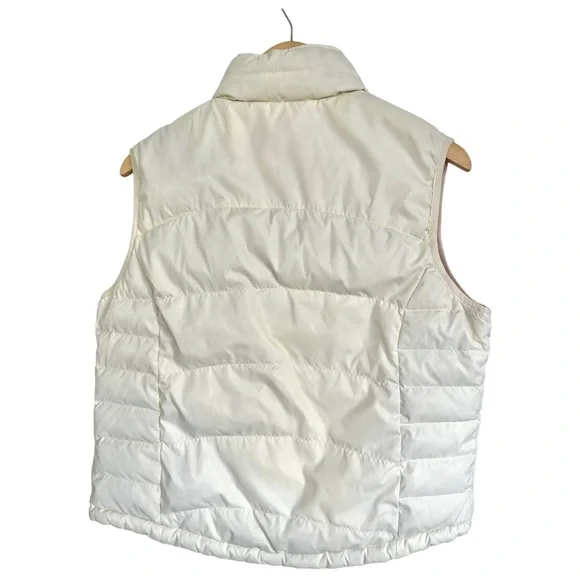 LL Bean Reversible Coral Floral Cream Down Puffer Vest  Size Medium - Picture 12 of 15